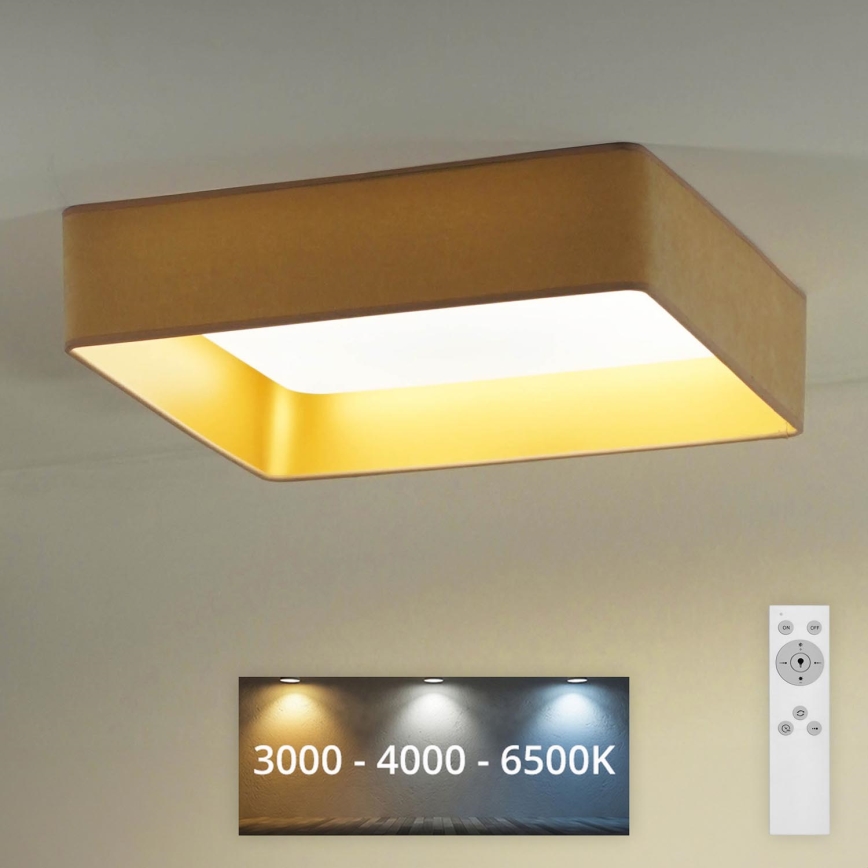 Brilagi - LED Stmívatelné stropní svítidlo VELVET SQUARE LED/24W/230V 3000/4000/6500K + dálkové ovládání béžová