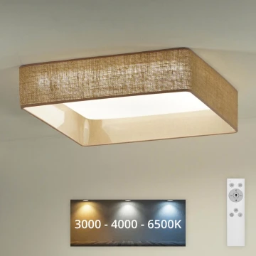 Brilagi - LED Stmívatelné stropní svítidlo VELVET SQUARE LED/24W/230V 3000/4000/6500K + dálkové ovládání hnědá