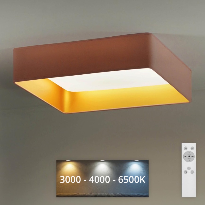 Brilagi - LED Stmívatelné stropní svítidlo VELVET SQUARE LED/24W/230V 3000/4000/6500K + dálkové ovládání růžová