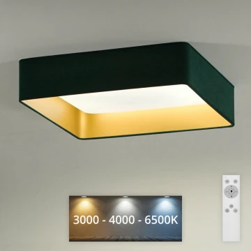 Brilagi - LED Stmívatelné stropní svítidlo VELVET SQUARE LED/24W/230V 3000/4000/6500K + dálkové ovládání zelená