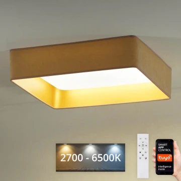 Brilagi - LED Stmívatelné stropní svítidlo VELVET SQUARE SMART LED/36W/230V 2700-6500K Wi-Fi Tuya + dálkové ovládání béžová