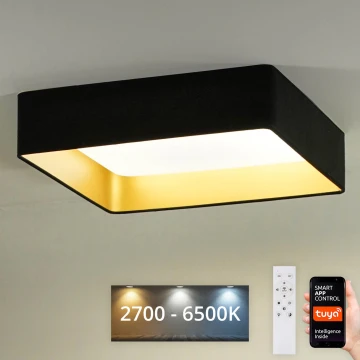 Brilagi - LED Stmívatelné stropní svítidlo VELVET SQUARE SMART LED/36W/230V 2700-6500K Wi-Fi Tuya + dálkové ovládání černá