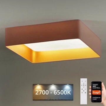 Brilagi - LED Stmívatelné stropní svítidlo VELVET SQUARE SMART LED/36W/230V 2700-6500K Wi-Fi Tuya + dálkové ovládání růžová