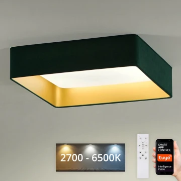 Brilagi - LED Stmívatelné stropní svítidlo VELVET SQUARE SMART LED/36W/230V 2700-6500K Wi-Fi Tuya + dálkové ovládání zelená