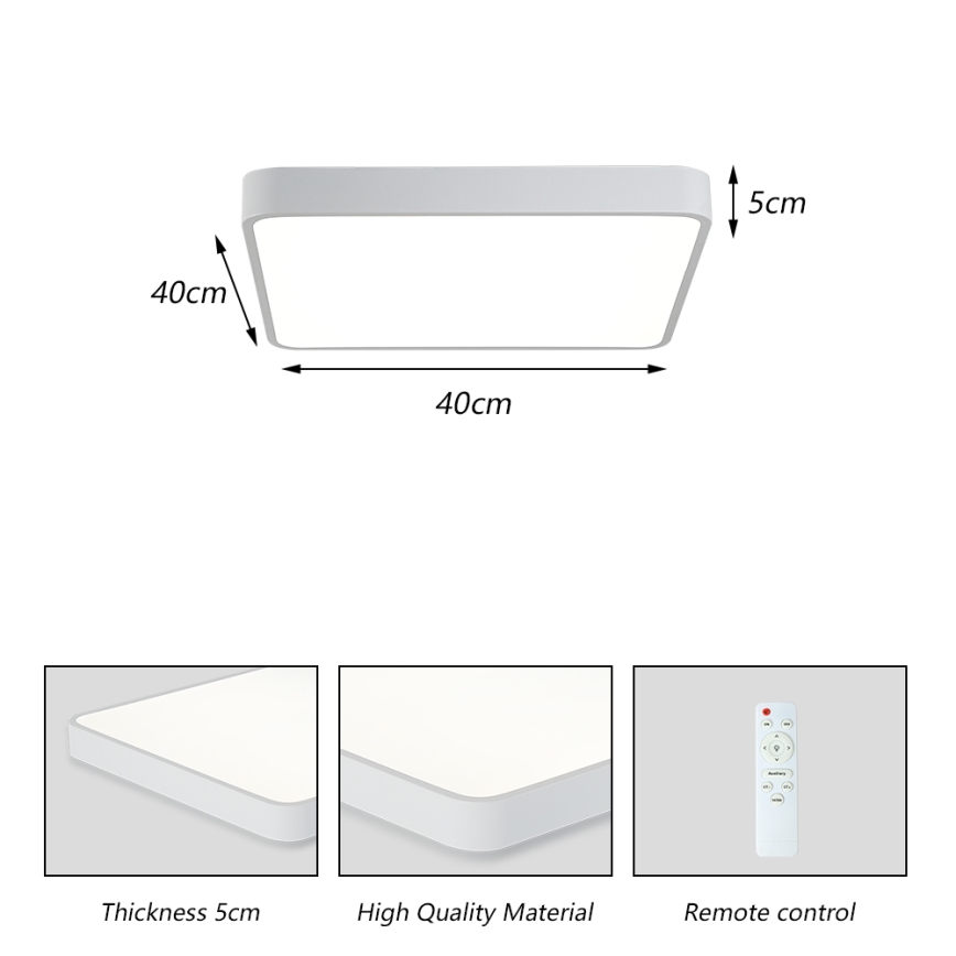 Brilagi - LED Stmívatelné stropní svítidlo POOL LED/36W/230V 3000-6000K 40x40 cm bílá + dálkové ovládání