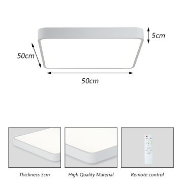 Brilagi - LED Stmívatelné stropní svítidlo POOL LED/48W/230V 3000-6000K 50x50 cm bílá + dálkové ovládání