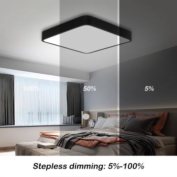 Brilagi - LED Stmívatelné stropní svítidlo POOL LED/48W/230V 3000-6000K 50x50 cm černá + dálkové ovládání