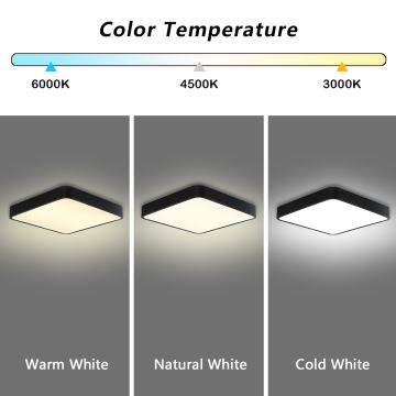 Brilagi - LED Stmívatelné stropní svítidlo POOL LED/48W/230V 3000-6000K 50x50 cm černá + dálkové ovládání