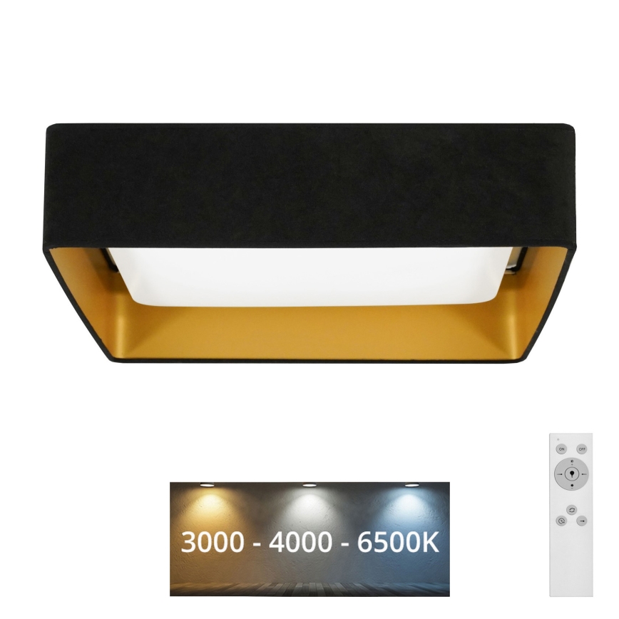 Brilagi - LED Stmívatelné stropní svítidlo VELVET SQUARE LED/24W/230V 3000/4000/6500K + dálkové ovládání černá