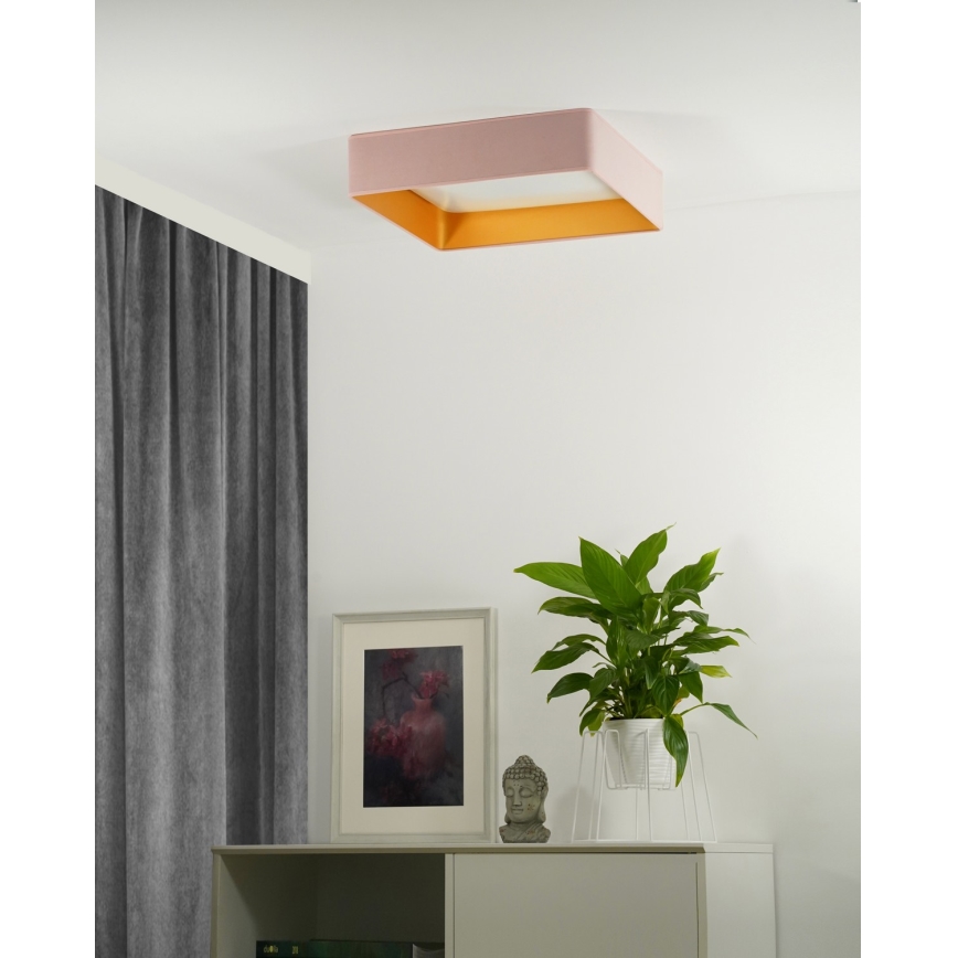 Brilagi - LED Stmívatelné stropní svítidlo VELVET SQUARE LED/24W/230V 3000/4000/6500K + dálkové ovládání růžová