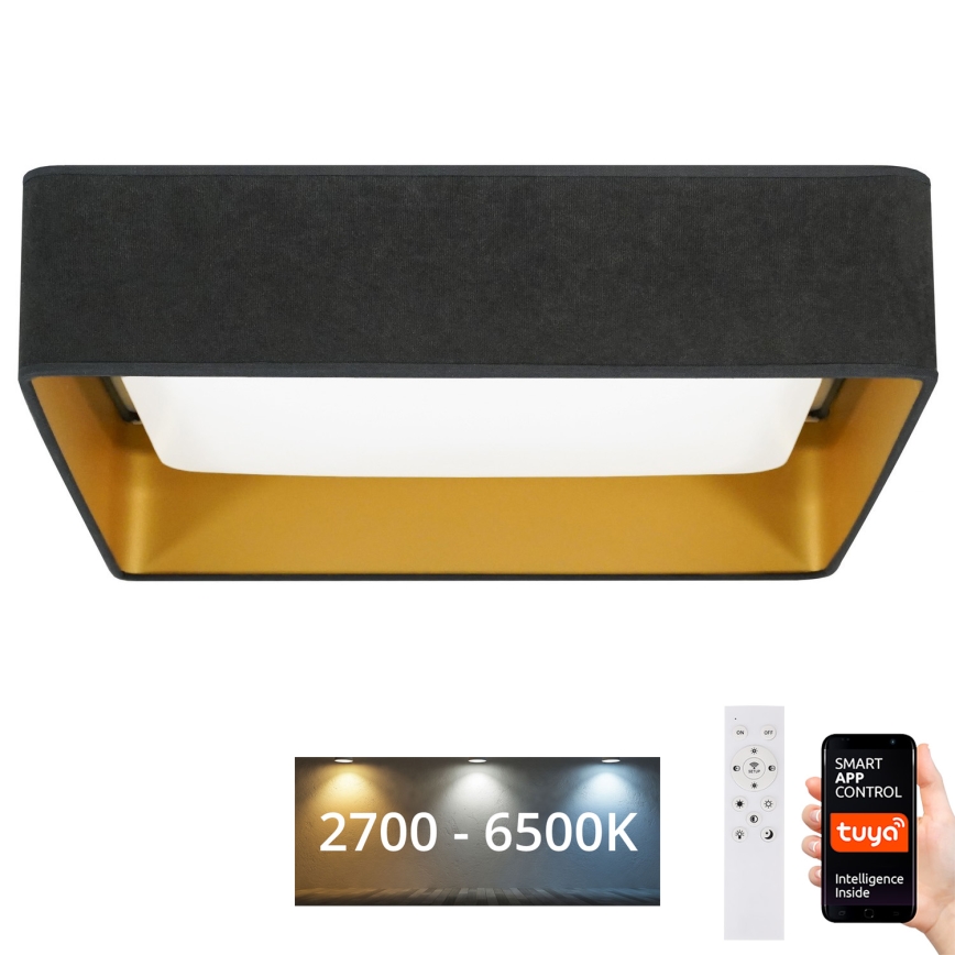 Brilagi - LED Stmívatelné stropní svítidlo VELVET SQUARE SMART LED/36W/230V 2700-6500K Wi-Fi Tuya + dálkové ovládání šedá