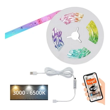 Brilo - LED RGBW Stmívatelný pásek MUSIC 6,6m LED/7,5W/USB Wi-Fi Tuya