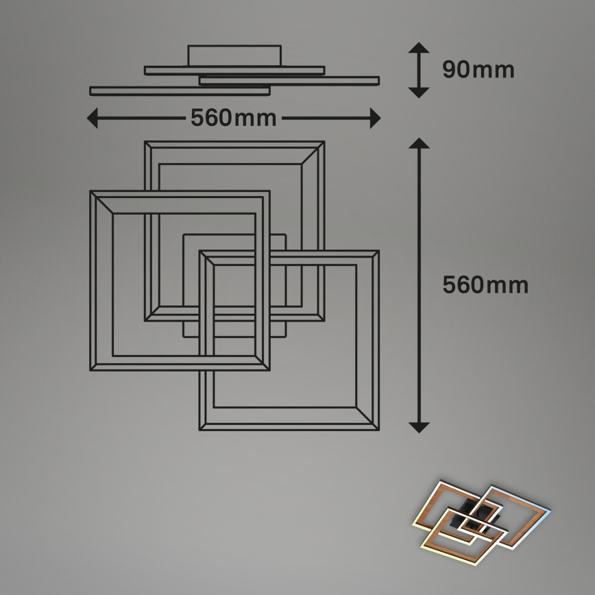 Brilo - LED Stmívatelný přisazený lustr FRAME LED/45W/230V 2700-6500K + dálkové ovládání