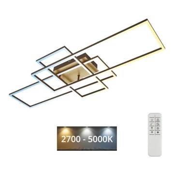 Brilo - LED Stmívatelný přisazený lustr FRAME LED/51W/230V 2700-5000K hnědá/zlatá + dálkové ovládání