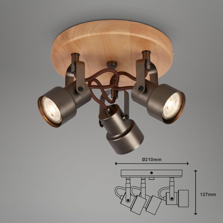 Briloner 2872-035 - LED Bodové svítidlo SPOTLIGHT 3xGU10/5W/230V hnědá