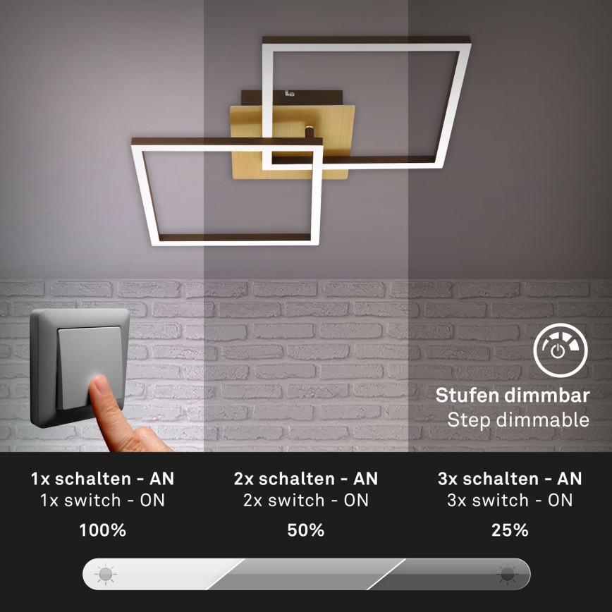 Briloner 3210-017 - LED Stmívatelné stropní svítidlo FRAME 2xLED/11W/230V zlatá