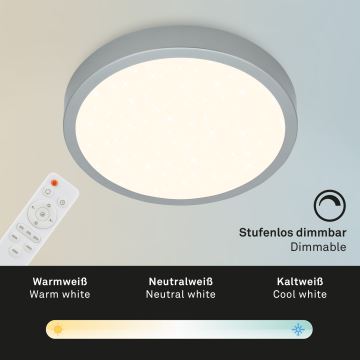 Briloner 3704-014-LED Stmívatelné stropní svítidlo RUNA LED/22W/230V 2700-6500K stříbrná + dálkové ovládání