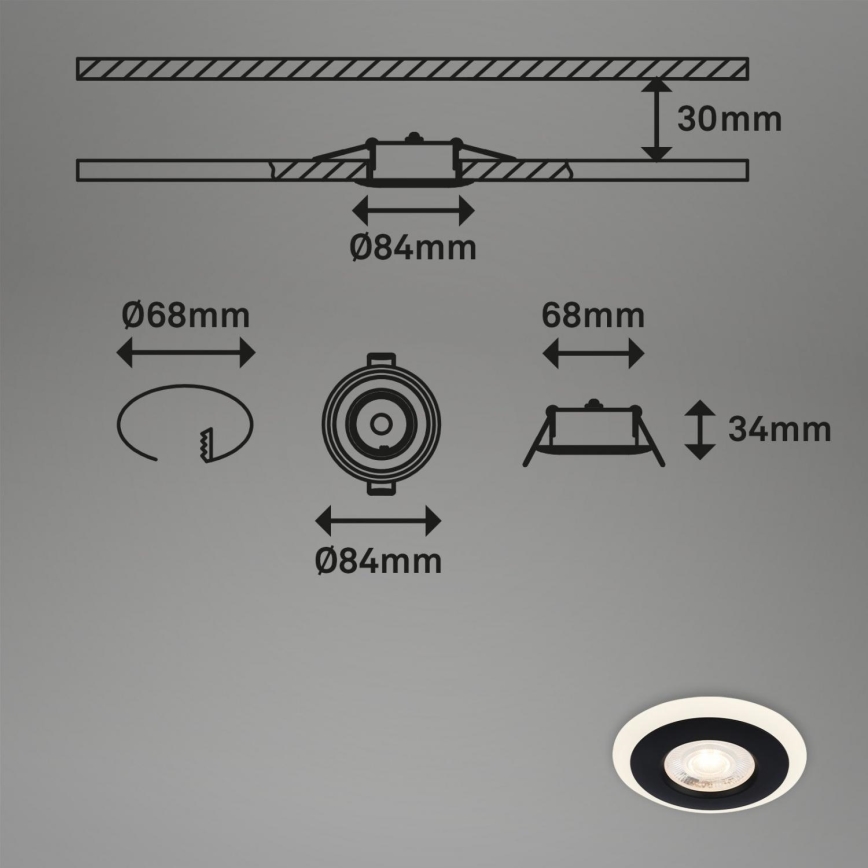 Briloner 7039-035 - SADA 3x LED Koupelnové podhledové svítidlo LED/5W/230V IP44