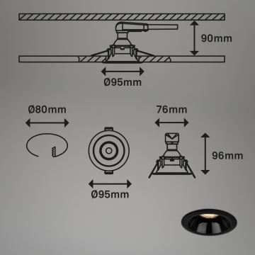 Briloner 7042-035 - SADA 3x Koupelnové podhledové svítidlo 1xGU10/9W/230V IP23