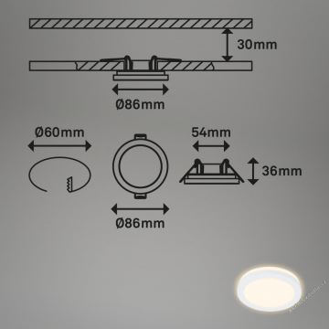 Briloner 7055-036 - SADA 3x LED Koupelnové podhledové svítidlo LED/3W/230V IP44