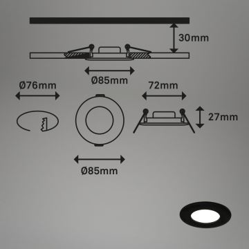 Briloner 7103-435 - SADA 3x LED Stmívatelné koupelnové podhledové svítidlo LED/5W/230V IP44