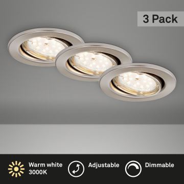 Briloner 7219-032 - SADA 3x LED Stmívatelné koupelnové podhledové svítidlo 1xGU10/5W/230V IP23