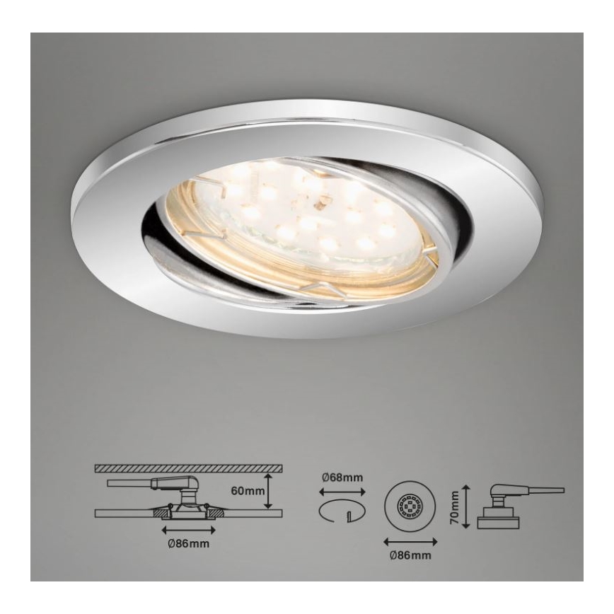 Briloner 7219-038 - SADA 3x LED Stmívatelné koupelnové podhledové svítidlo 1xGU10/5W/230V IP23