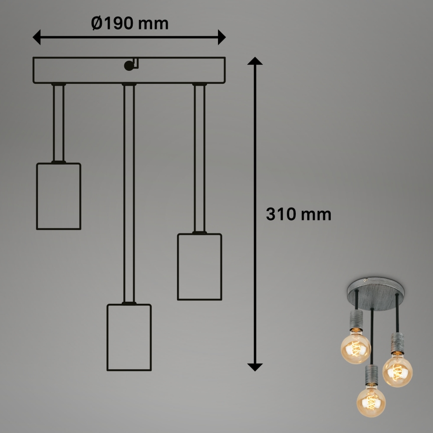 Briloner - Lustr na lanku HENGA 3xE27/60W/230V