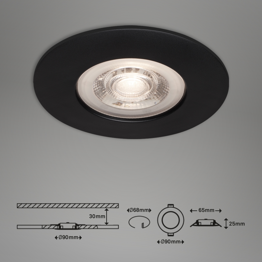 Briloner - SADA 3x LED Koupelnové podhledové svítidlo LED/4,9W/230V IP44 černá