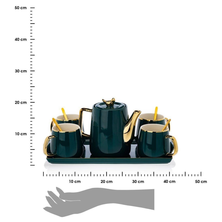 Čajový servis NOAH zelená/zlatá