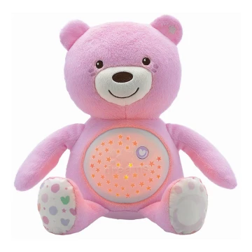 Chicco - Projektor s melodií BABY BEAR 3xAAA růžová