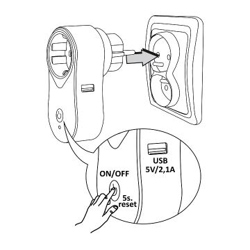 Chytrá zásuvka SMART 3400W/230V Wi-Fi Tuya + USB