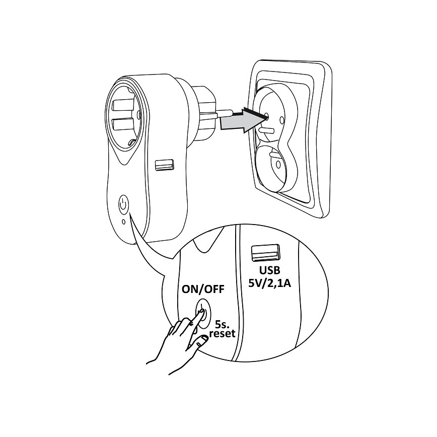 Chytrá zásuvka SMART 3400W/230V Wi-Fi Tuya + USB