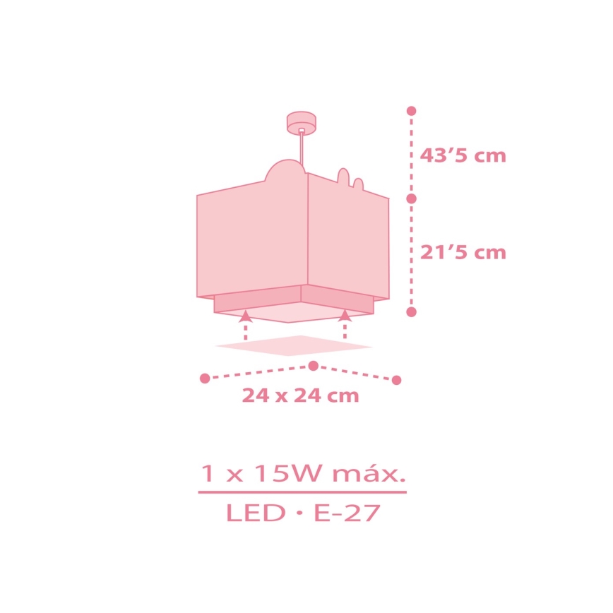 Dalber 63112S - Dětský lustr JUNGLE 1xE27/15W/230V růžová