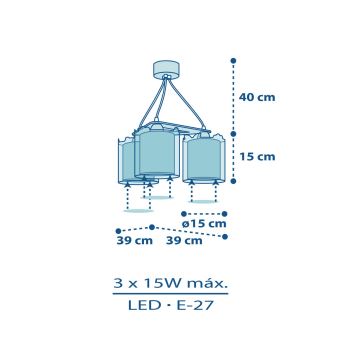 Dalber D-76114 - Dětský lustr JUNGLE 3xE27/15W/230V