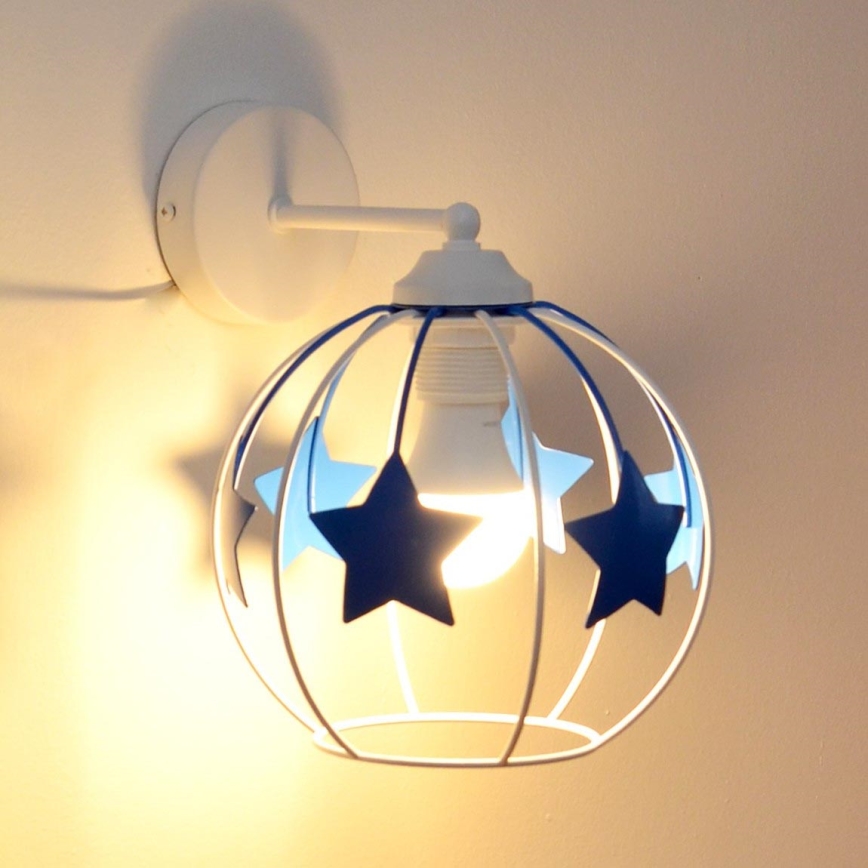 Dětská nástěnná lampa STARS 1xE27/15W/230V modrá/bílá