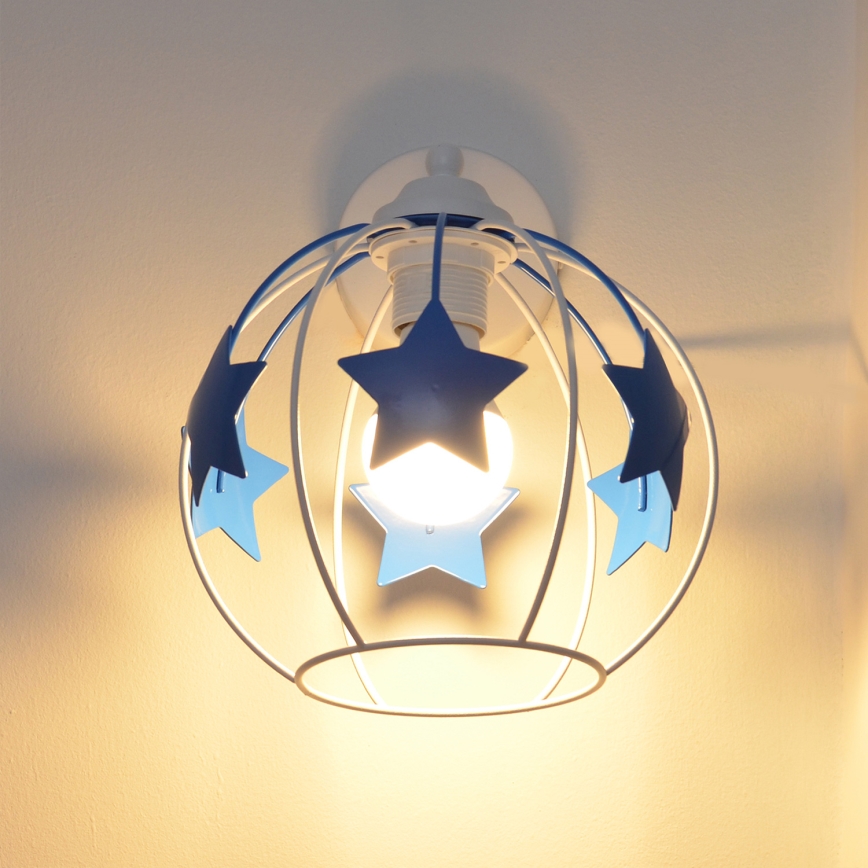 Dětská nástěnná lampa STARS 1xE27/15W/230V modrá/bílá