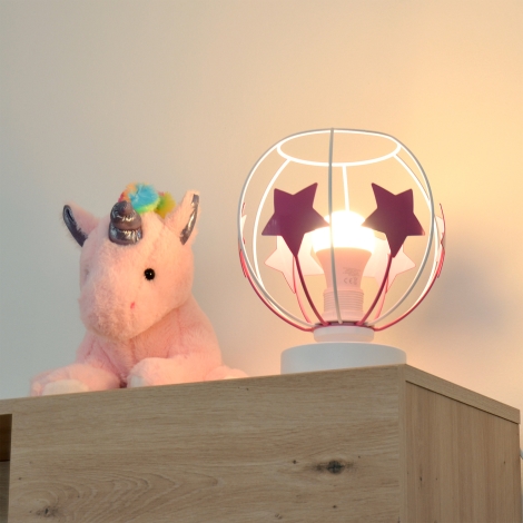 Dětská stolní lampa STARS 1xE27/15W/230V růžová/bílá