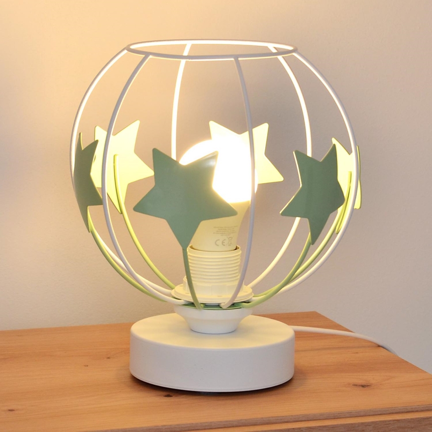 Dětská stolní lampa STARS 1xE27/15W/230V zelená/bílá