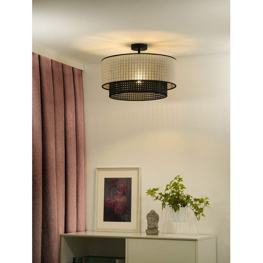 Duolla - Přisazený lustr RATTAN YUTE 1xE27/15W/230V šedá/černá