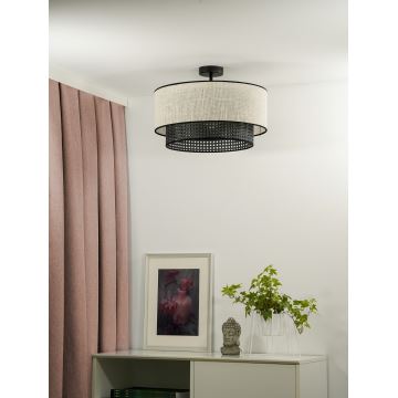 Duolla - Přisazený lustr RATTAN YUTE 1xE27/15W/230V šedá/černá