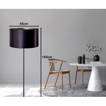 Duolla - Stojací lampa CANNES 1xE27/15W/230V 45 cm černá/stříbrná