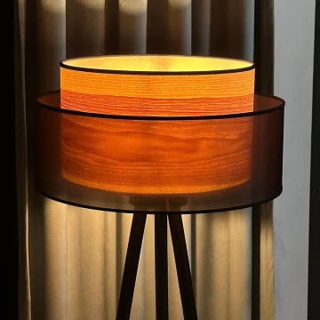 Duolla - Stojací lampa WOOD BOHO 1xE27/15W/230V černá/béžová