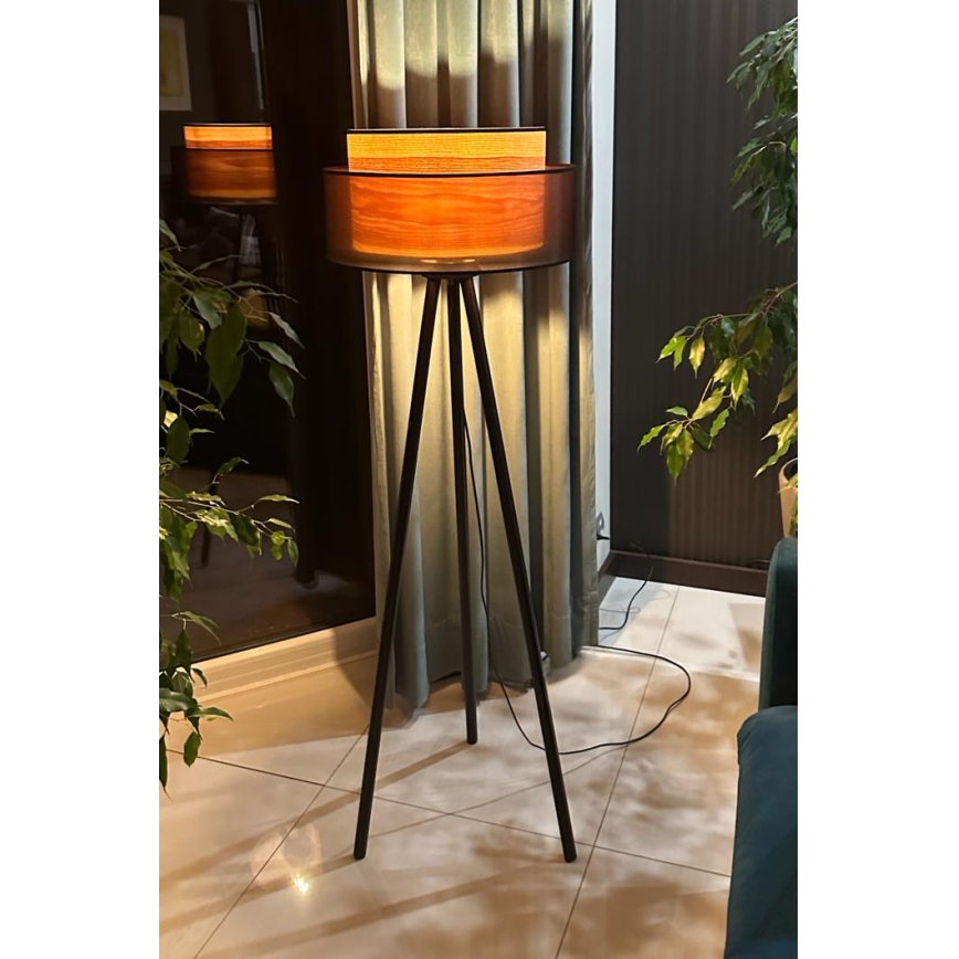 Duolla - Stojací lampa WOOD BOHO 1xE27/15W/230V černá/béžová