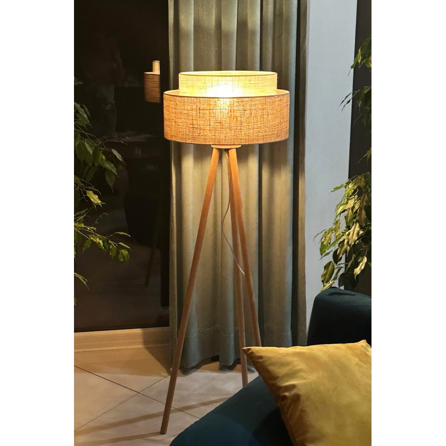 Duolla - Stojací lampa YUTE BOHO 1xE27/15W/230V hnědá/šedá