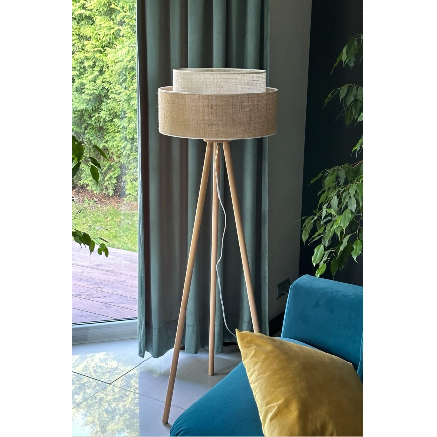 Duolla - Stojací lampa YUTE BOHO 1xE27/15W/230V hnědá/šedá