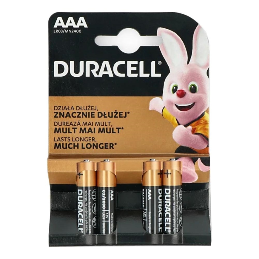 Duracell - 4 ks Alkalická baterie Basic LR03/AAA 1,5V 2400 mAh