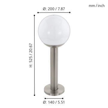 Eglo 33565 - LED Stmívatelná venkovní lampa NISIA-C 1xE27/9W/230V 525 mm IP44