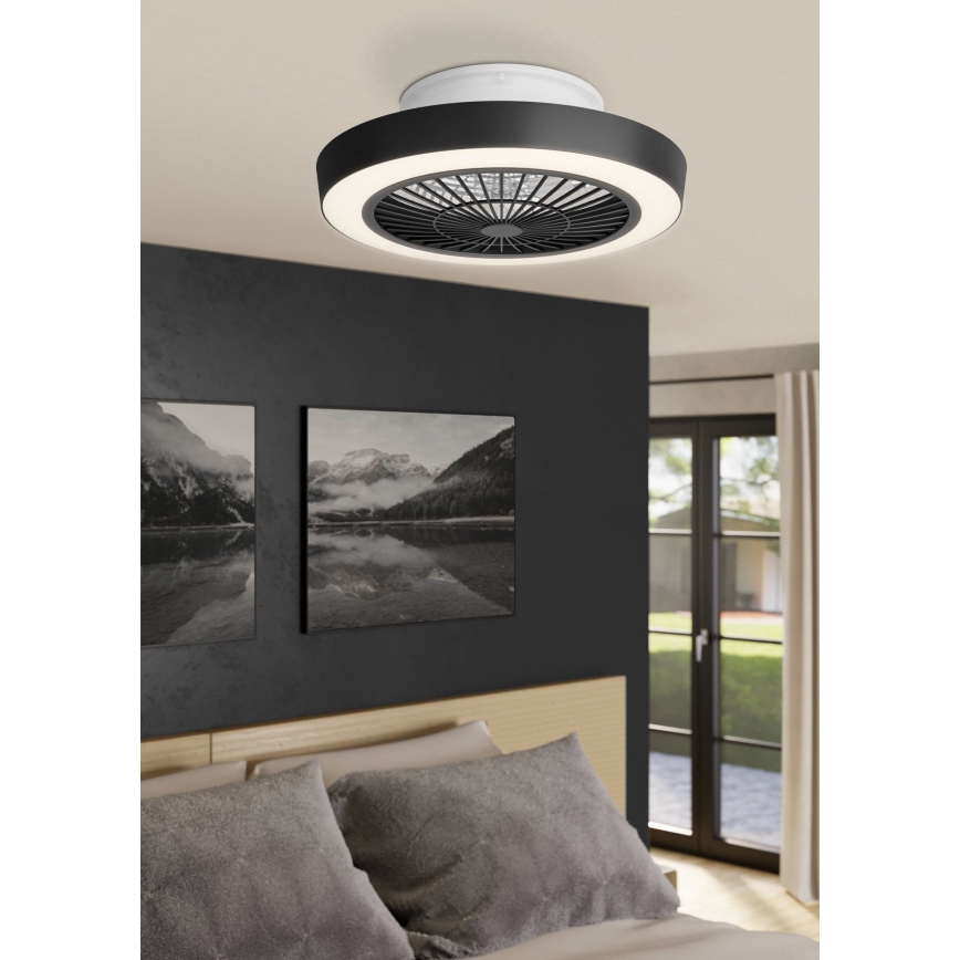 Eglo - LED Stmívatelný stropní ventilátor LED/37,8W/230V černá + dálkové ovládání