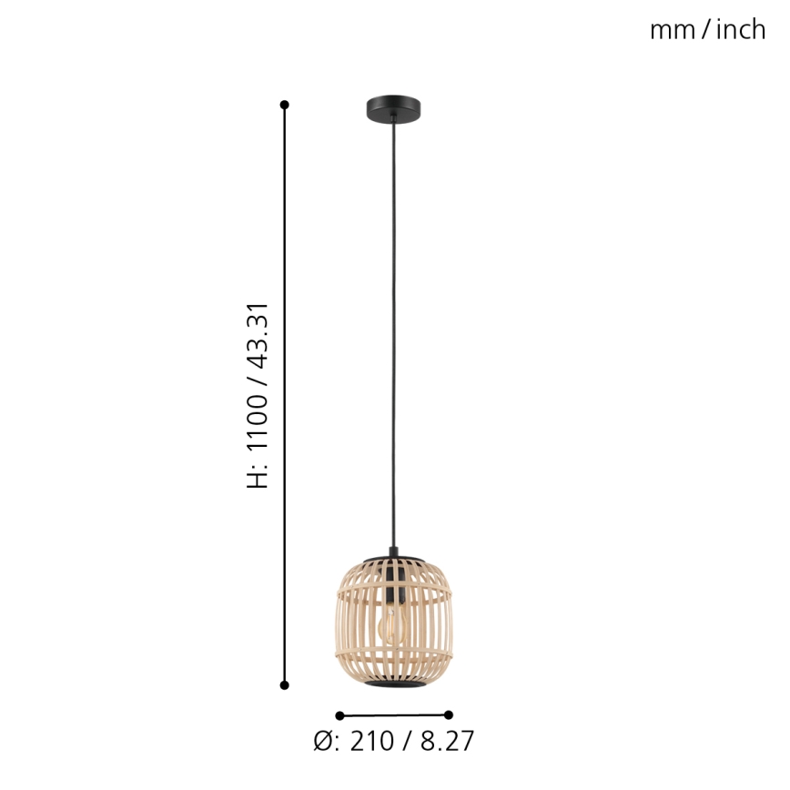 Eglo 43231 - Lustr na lanku BORDESLEY 1xE27/60W/230V pr.210mm